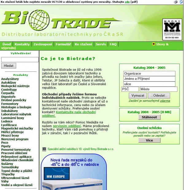 Webová prezentace biotrade.cz v 2.0